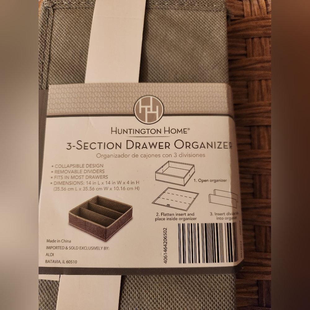 Huntington Home 3-Section Drawer Organizer - Gray - Picture 2 of 3